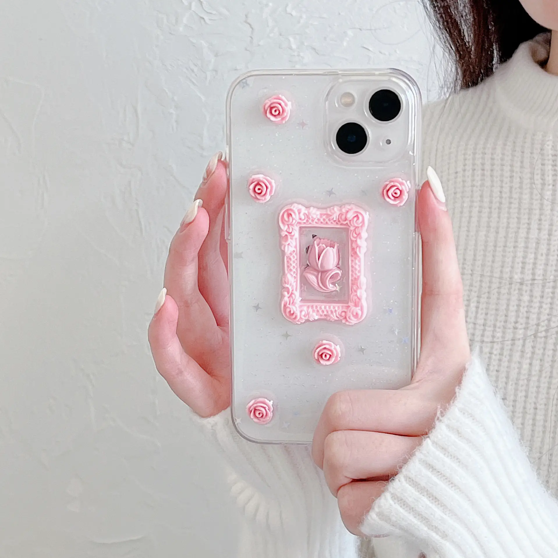 Epoxy Flower Tulip Women's Transparent Phone Case