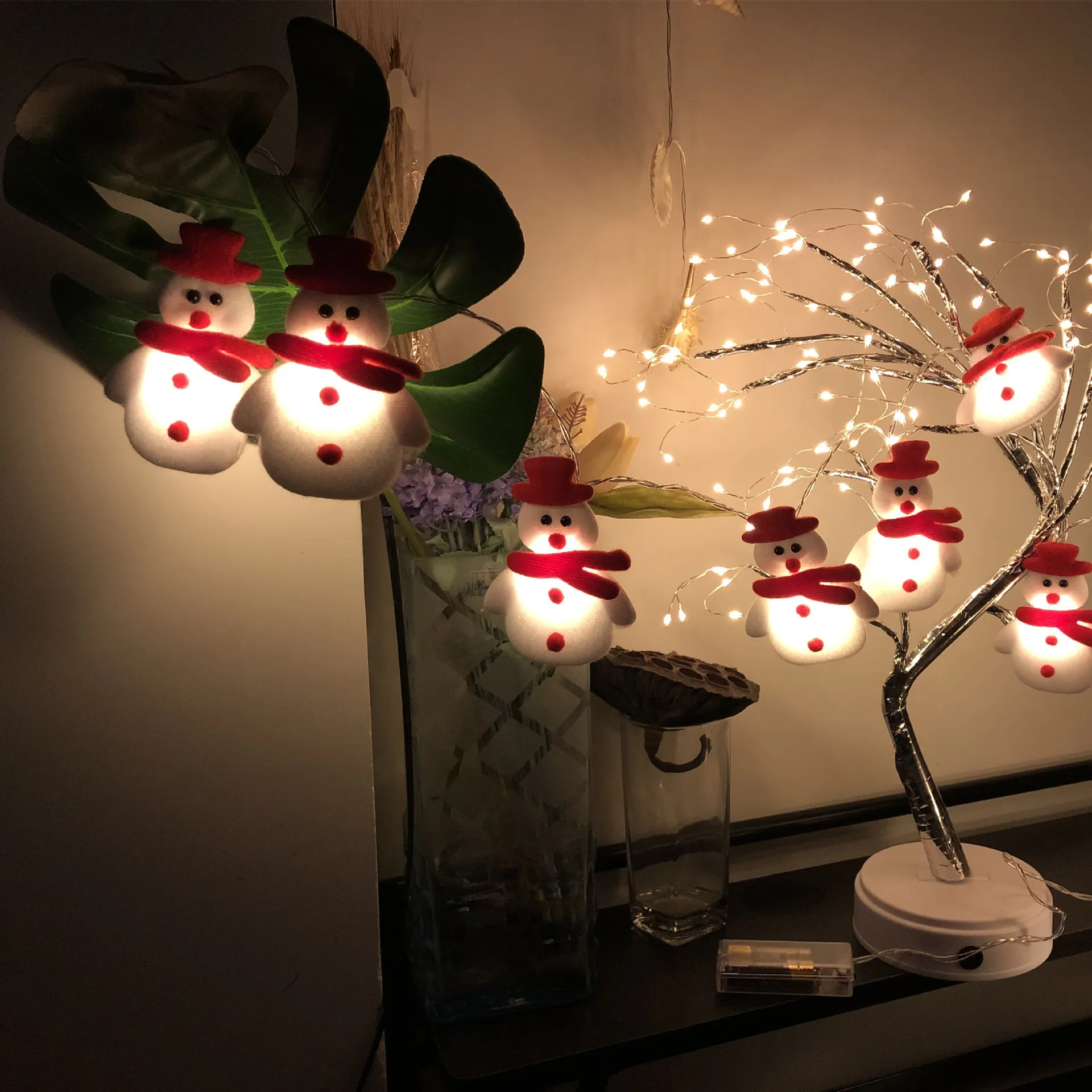 Christmas Plush Snowman Light String Christmas Tree Pendant LED Holiday Party Decoration Lantern – image 2