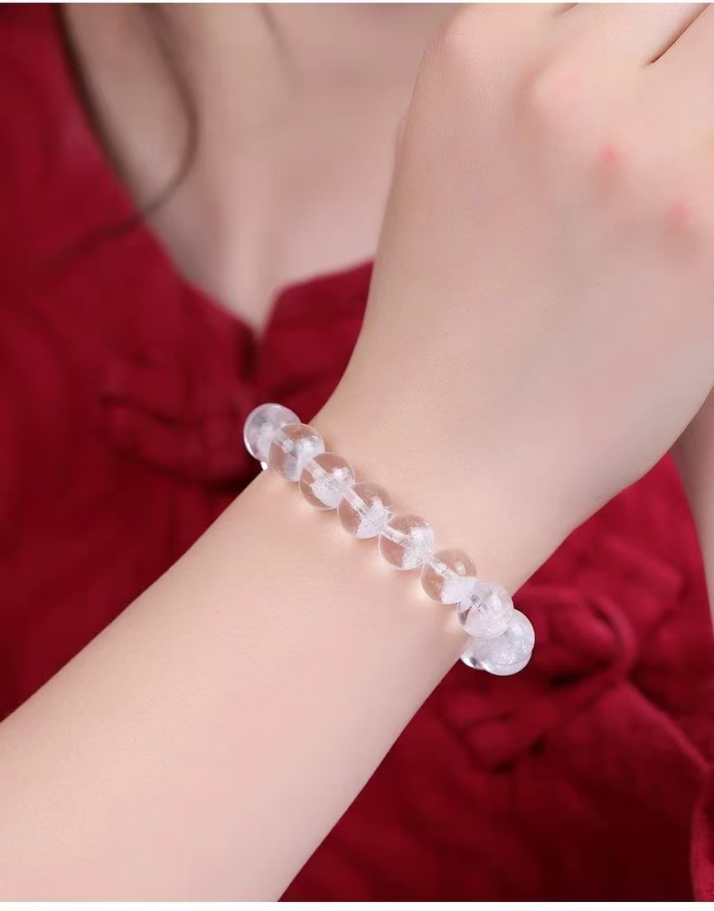 Natural Amethyst Bracelet Light Purple Round Beaded Chain Energy Jewelry For Women
