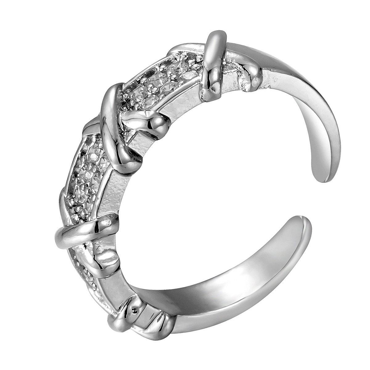 Adjustable Open Micro Paved Zircon Ring Butterfly Star Heart Copper Finger Ring