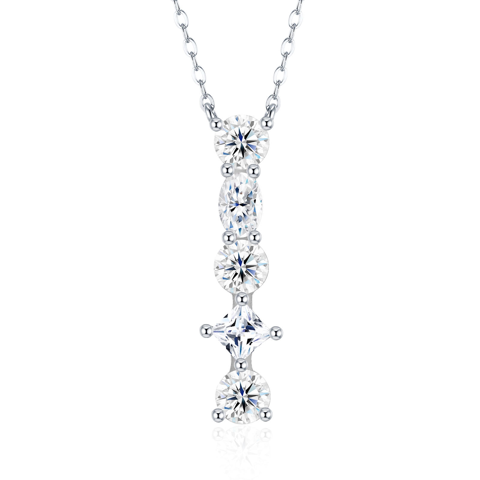 The 26-letter -I Necklace Pendant Featuring Top-quality Moissanite Is A Luxurious And Fashionable Light Luxury Trend Jewelry Piece Made Of S925 Silver Electroplated With Platinum. - Image 1