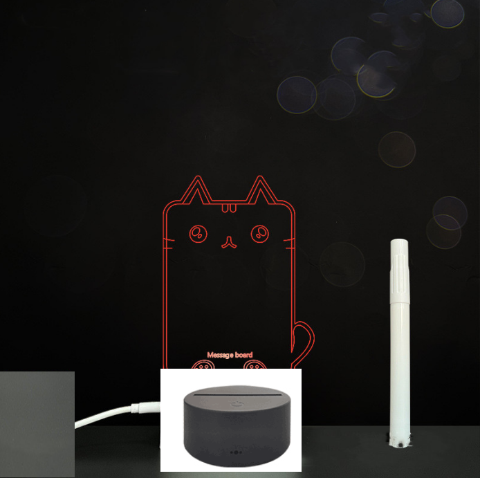 3D Acrylic Board Handwriting Message Board LED Light – Style7, Black A