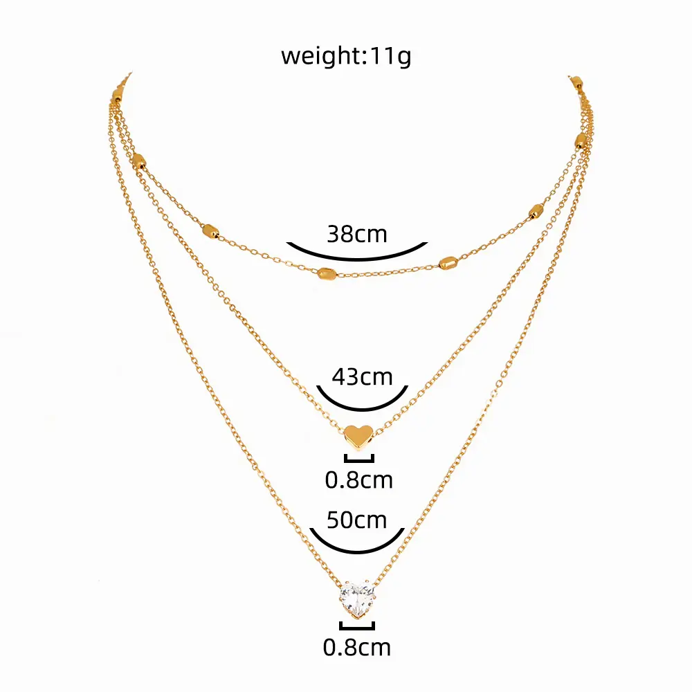 Heart Zircon Multi-layer Necklace