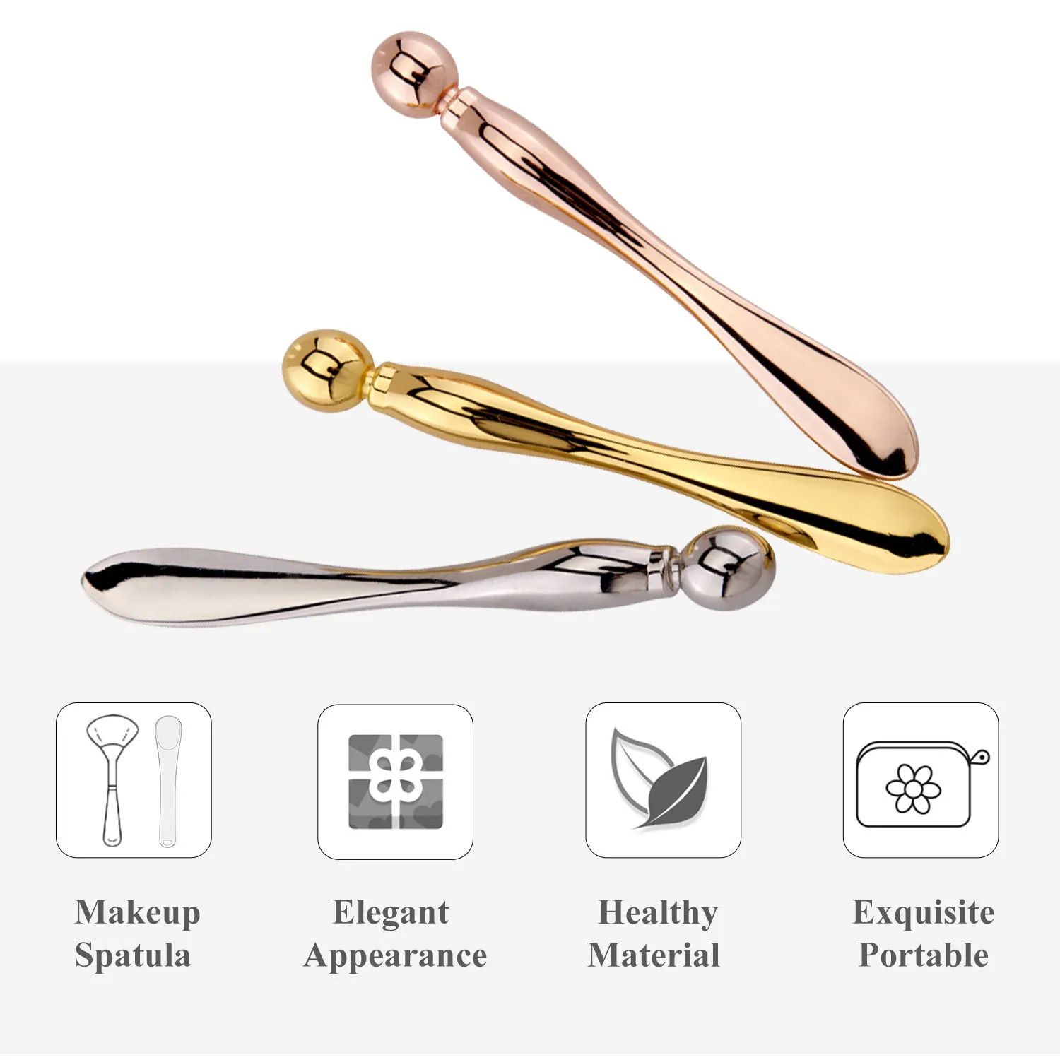 Eye Cream Stick Roller For Face Metal Spatula Puff Applicator Eye Cream Massager Facial Cream Massage Sticks Eye Metal Makeup Spatula Eye Wand 10cm – image 2