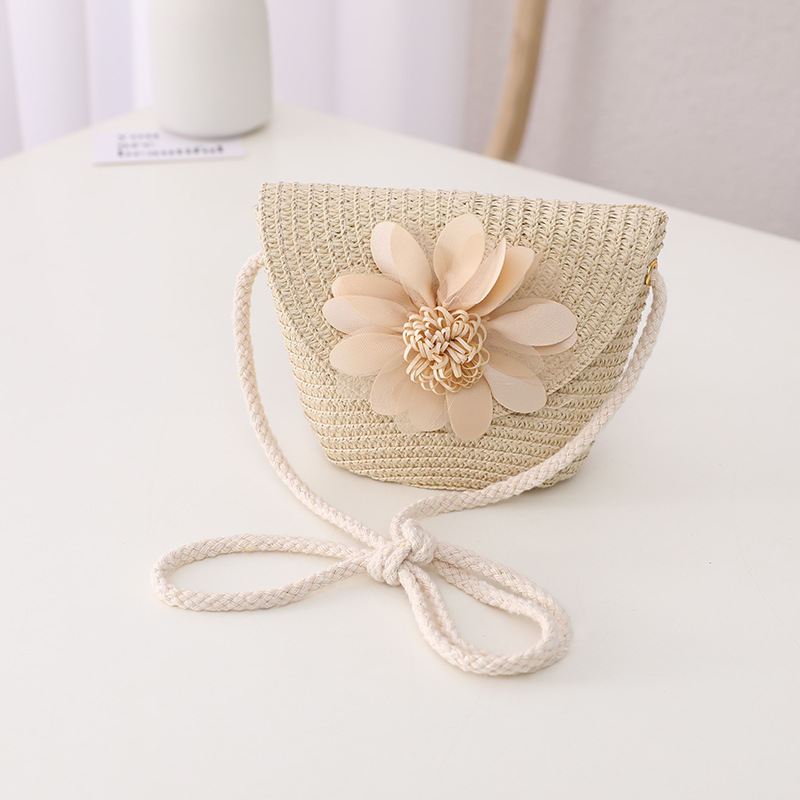 Children's Summer Sunshade Flower Princess Straw Hat Backpack Set