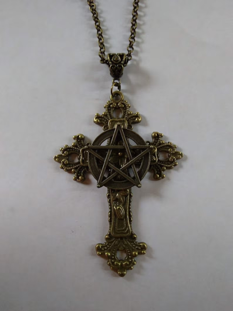 Big Moth Cross Necklace Skull Moth Necklace