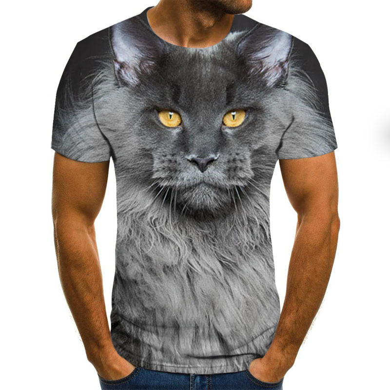 Title 5, Heren T-shirt met 3D digitale print van een kat...