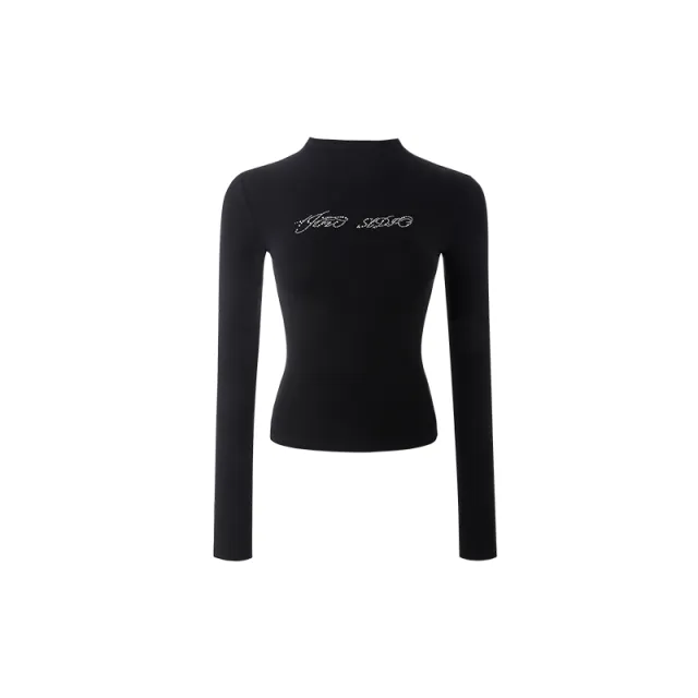 Hot Diamond Comfortable Elastic Short sleeved Round Neck Black Long Sleeve - Shop at LoveMi