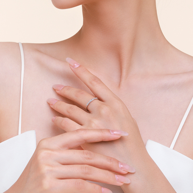 European And American Personality Micro Diamond Geometric Ring Women