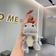 Small Dinosaur Plush School Bag Pendant Wedding Doll Doll Key Ring - Grey - View 1