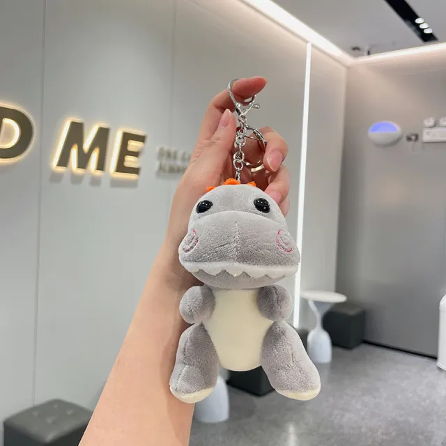 Small Dinosaur Plush School Bag Pendant Wedding Doll Doll Key Ring Grey - Shop at LoveMi