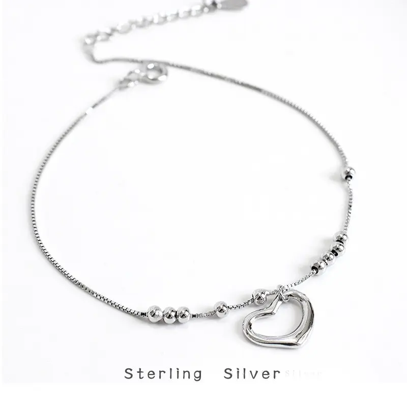 999 Sterling Silver Box Chain Hollow Heart