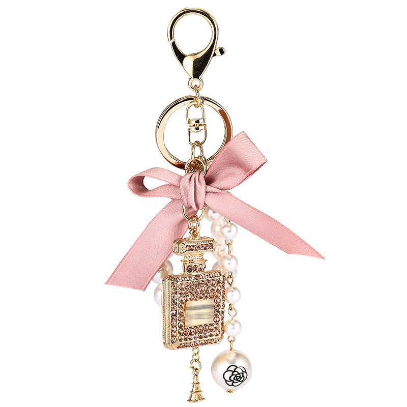 Creative Crystal Perfume Bottle Rhinestone Keychain Champagne - Shop at LoveMi