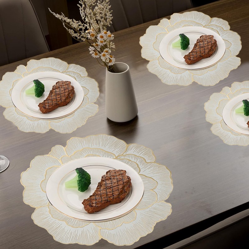 4XLuxury Flower Table Decor Placemats Round Place Mat Kitchen Dining Party — image 5