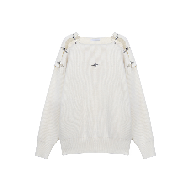 Metal Irregular Knitted Sweater For Men