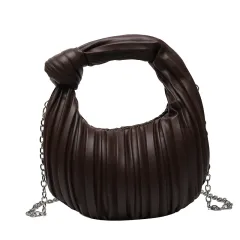 Folded Armpit Crescent Chain Single Shoulder Messenger Handbag - Coffee - View 1