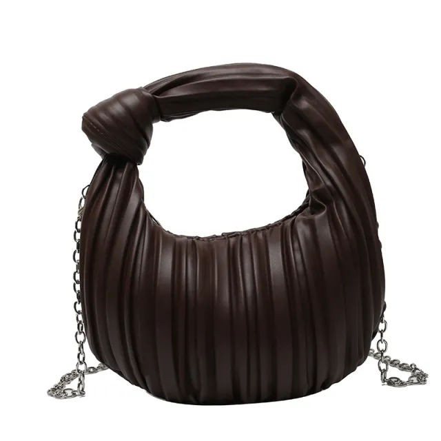 Folded Armpit Crescent Chain Single Shoulder Messenger Handbag Coffee - Shop at LoveMi
