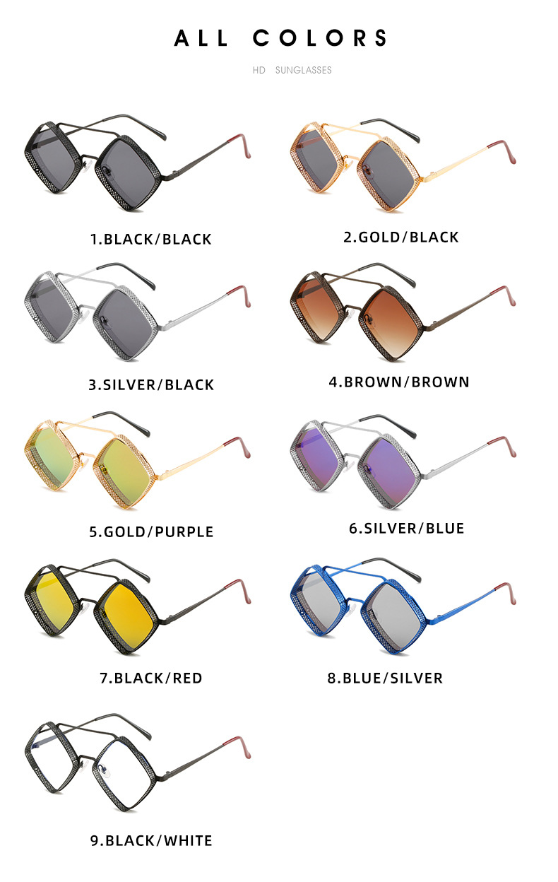 Title 6, Fashion Metal Rhombus Double Beam Sunglasses