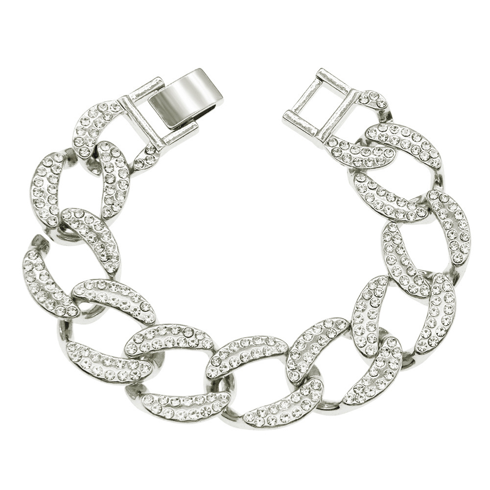 Wind Country Tide Personality Full Diamond Cuban Chain Bracelet