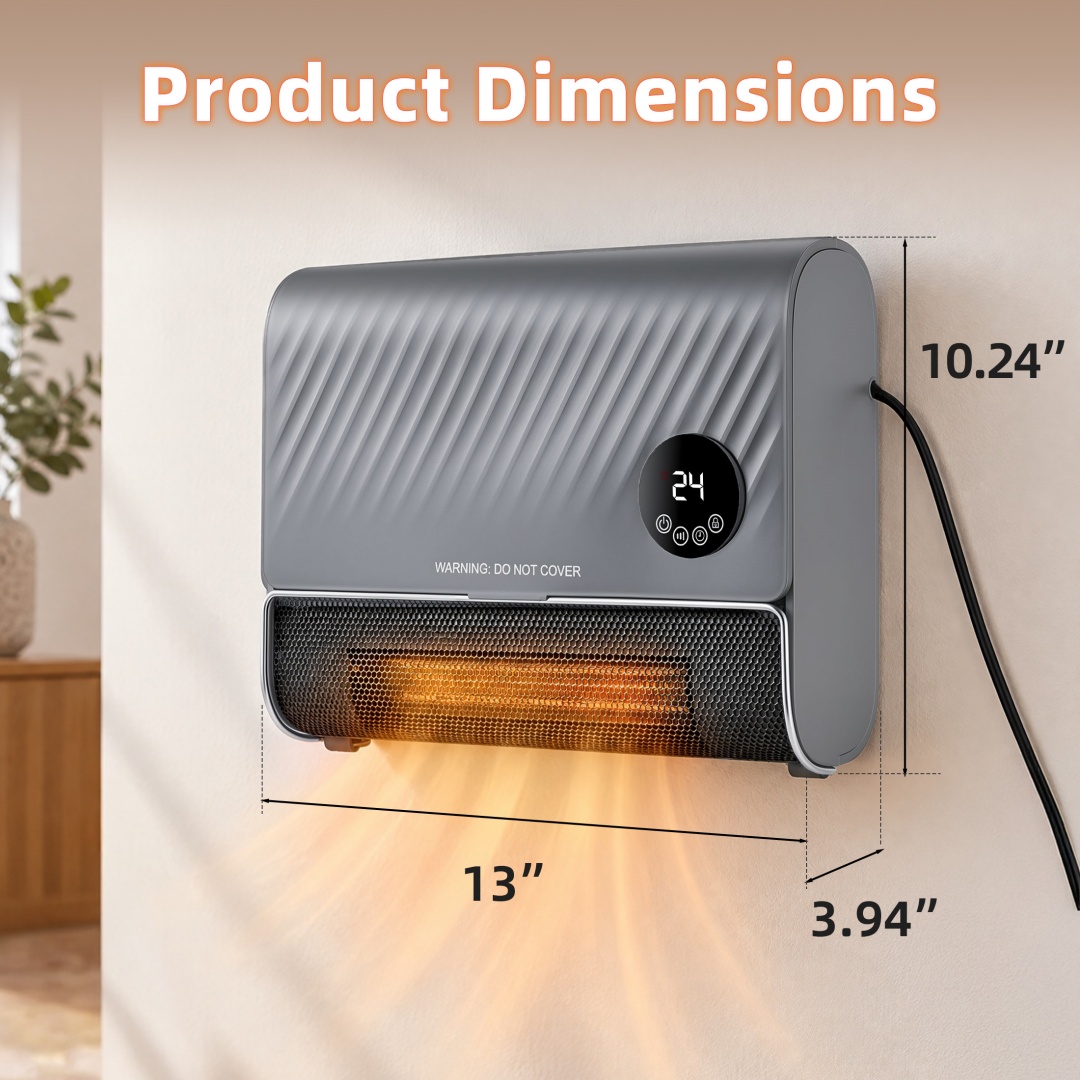 Smart Wall Heater, 1500W Fast Heating Electric Space Heater For Indoor Use, Wall Mounted Panel Heater With Remote, 3 Fan Speeds image 13