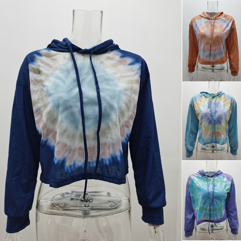 Title 4, Sudadera con capucha Tie Dye Top suelto de mang...