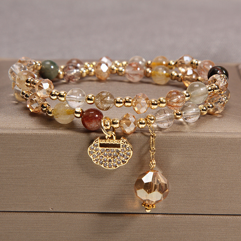 New Style Double Circle Color Hair Crystal Bracelet Female Trend