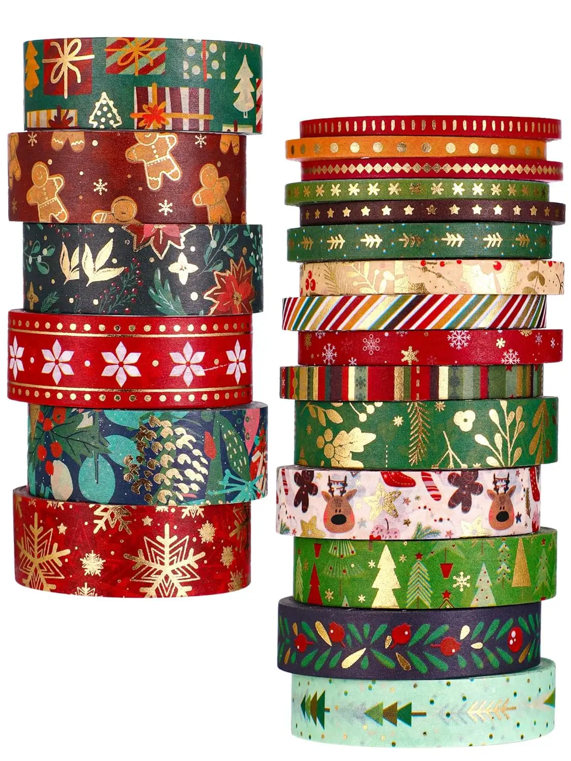 21 Rolls Christmas Gold Foil Washi Tape