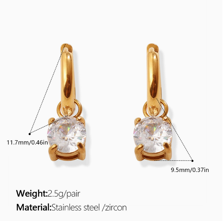 Exquisite Light Luxury Diamond Inlaid Waterdrop Ear Buckles, Elegant Geometric Circle... thumbnail 6