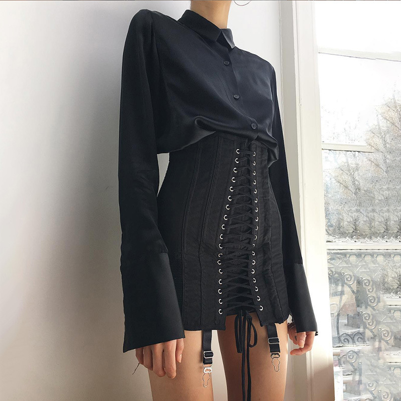 Girdle Bag Hip Skirt Female Summer Design Sense Strap High Waist Slim Short Skirt