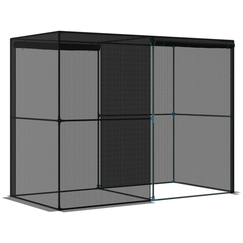 Crop Cage, Plant Protection Tent With Zippered Doors For Vegetable Garden, Backyard, Black