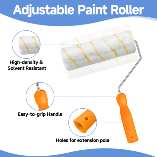 Paint Roller 9 Set Tray Rollers Soft Sleeves Brush Kit Decorating Painting Tool 9