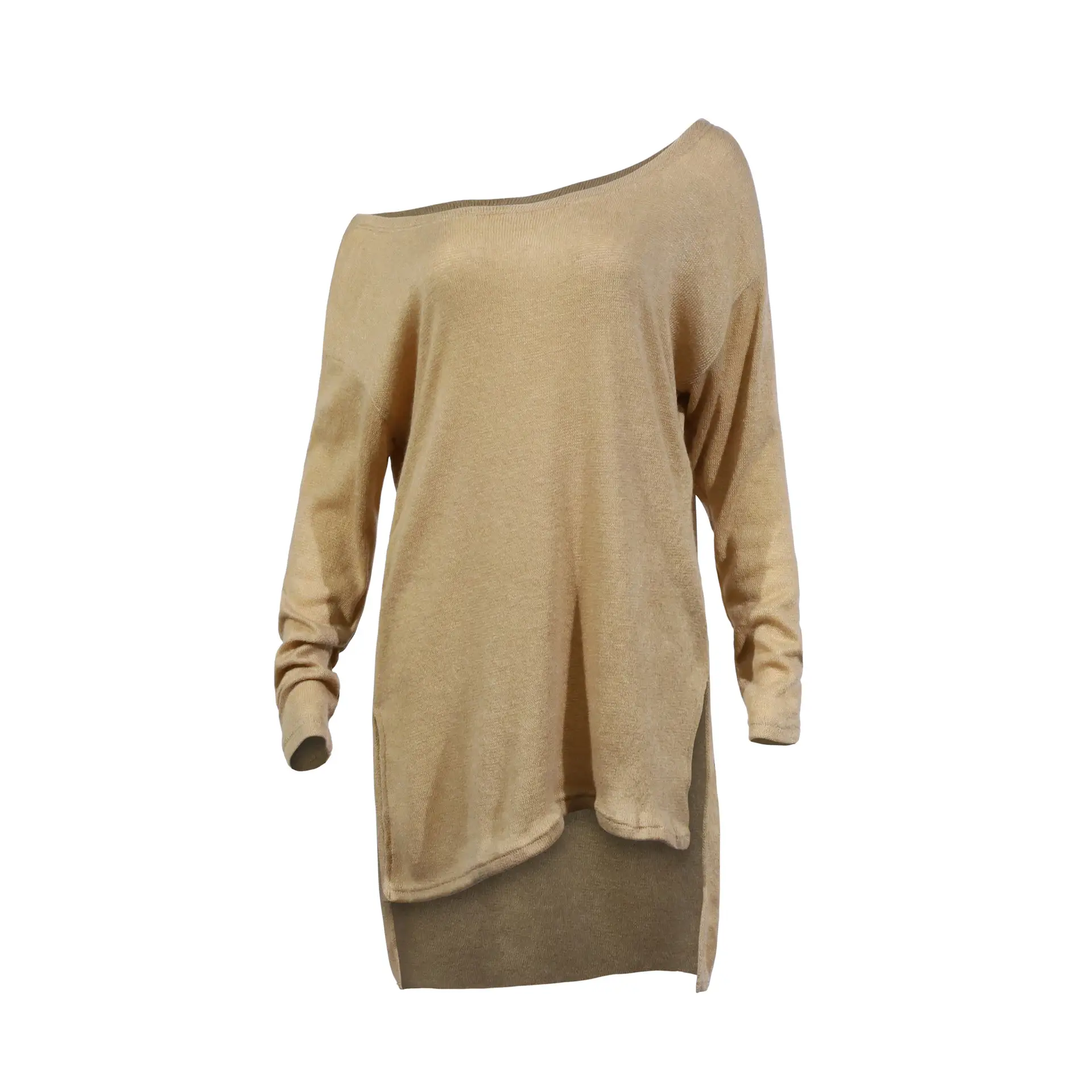 Long Sleeve Off-the-shoulder Split Irregular Sweater