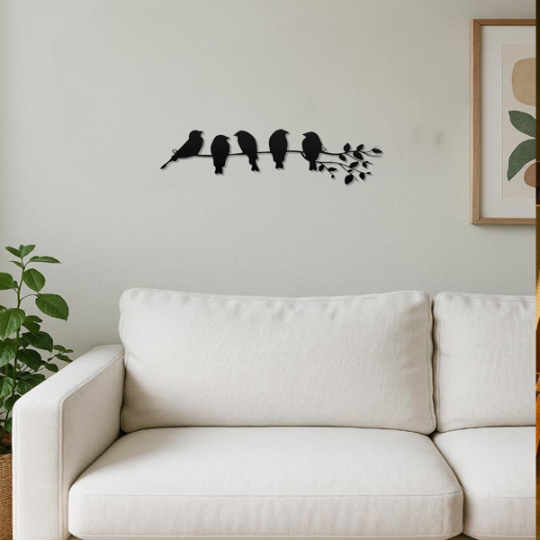 Fashionable Metal Bird Wall Art Bird On The Branch Wall Ornament. The Leaves With Birds Sculpture Wall Decor Is A Fashion Forward Metal Wall Ha... Black - Shop at LoveMi