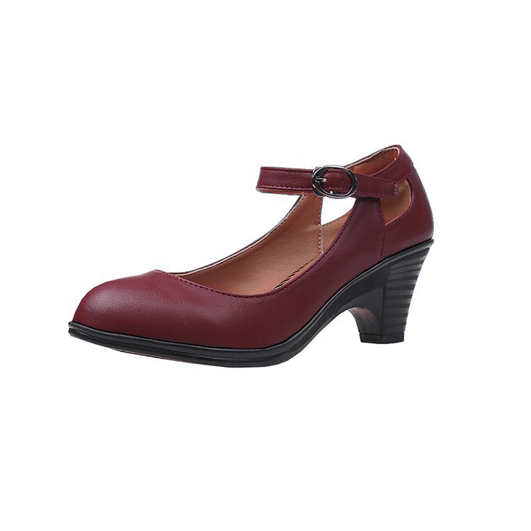 Shallow Cut Out Thick Heel Women's Shoes