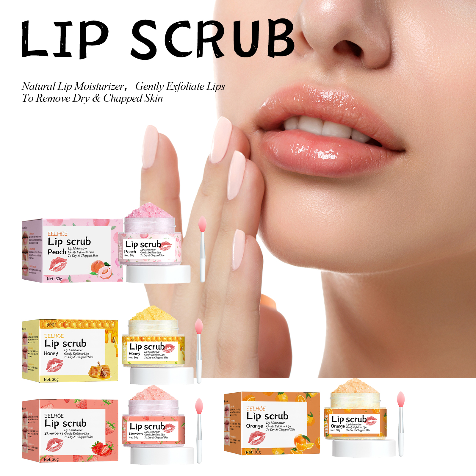 EELHOE Strawberry Lip Scrub, Moisturize Lips, Prevent Dry Crack, Moisturize Dead Skin, And Fade The Corners Of Lips image 2