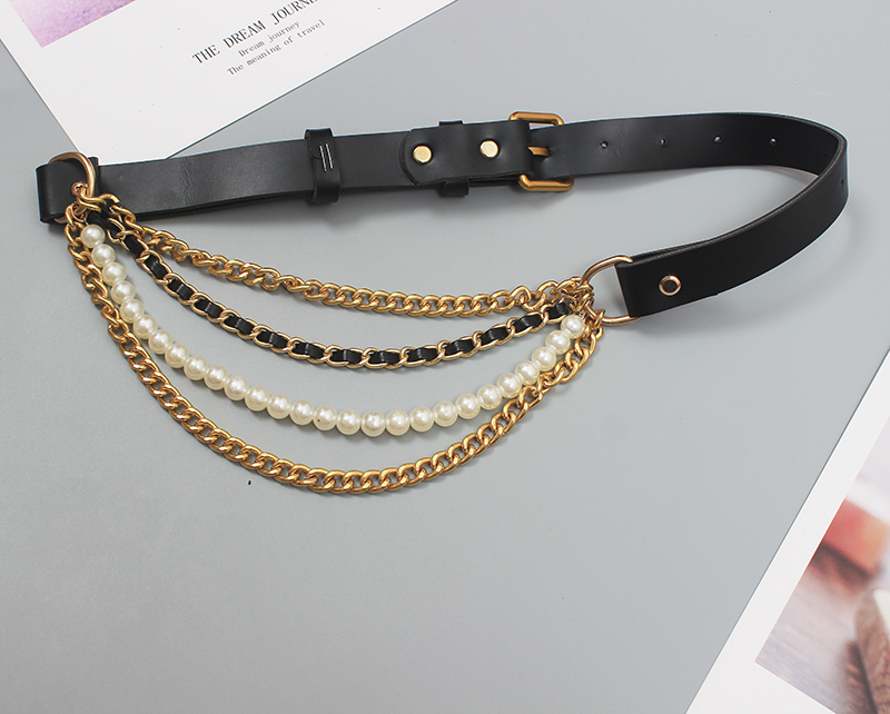 Title 1, New Fashion All-match Leather Belt With Pearl D...