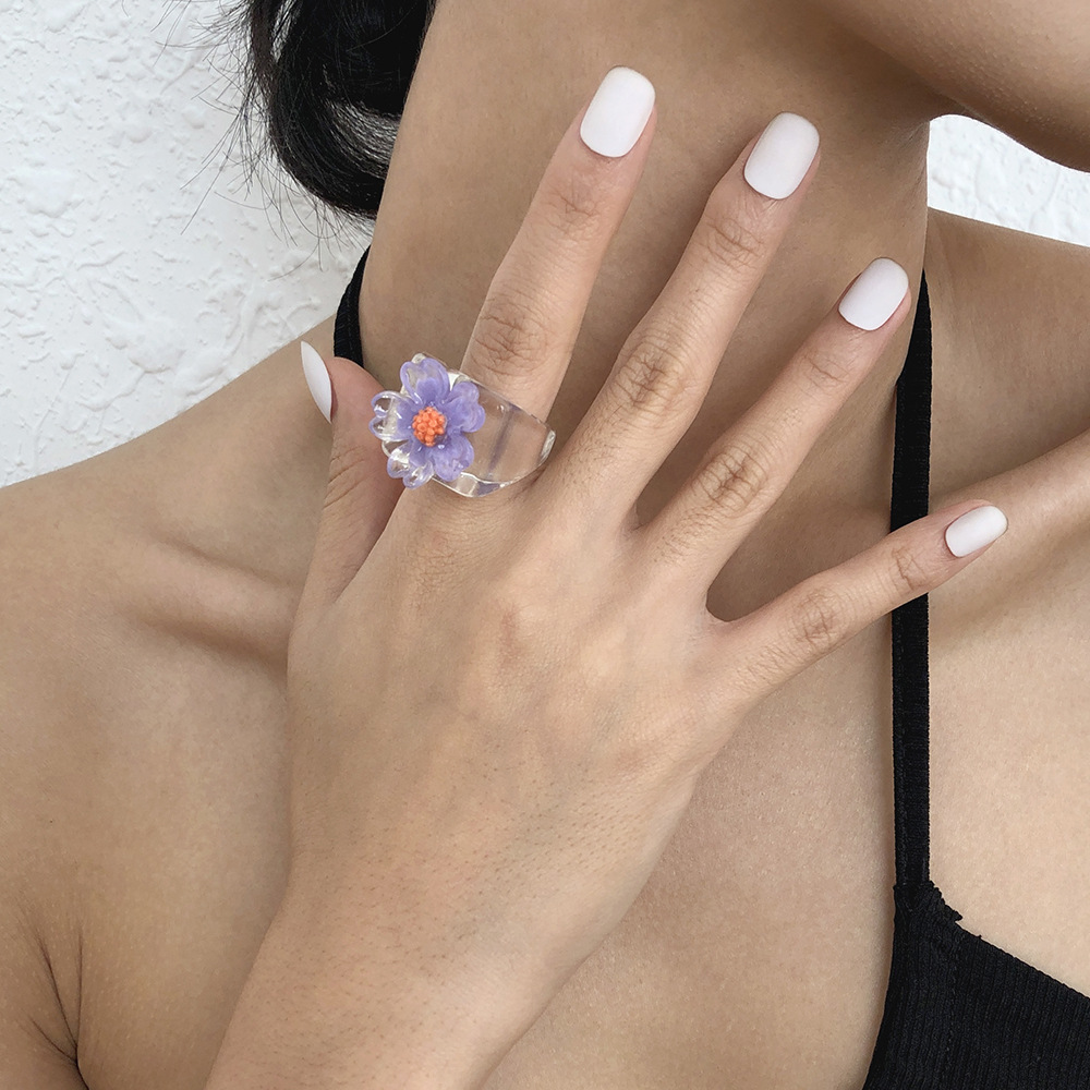 Resin Color Flower Joint Ring Acrylic Personalized Bracelet