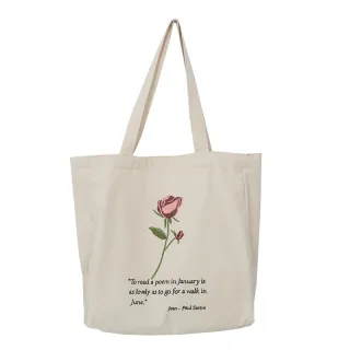 Literary Fan Rose Embroidered Casual Canvas Bag - Rose