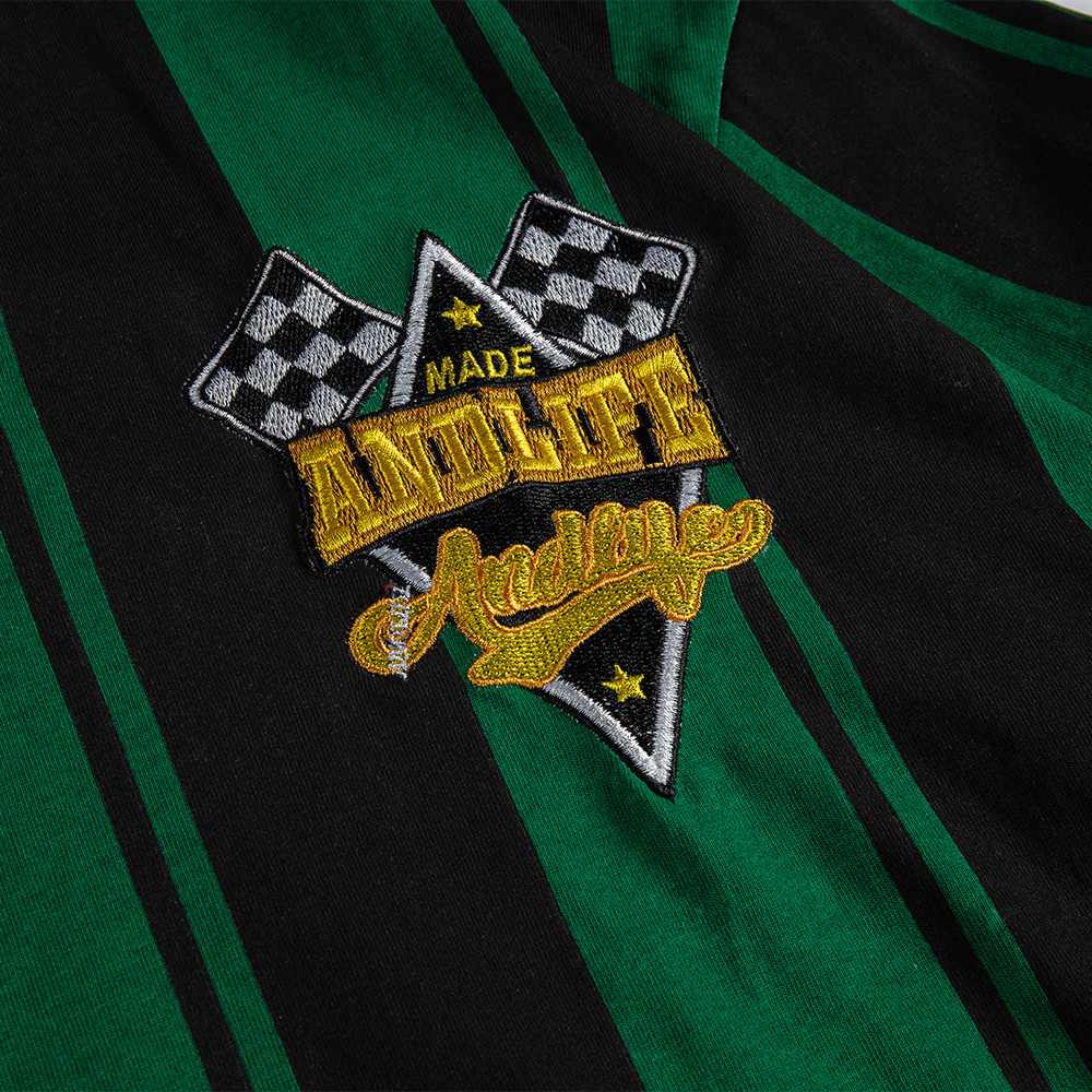 Striped Letter Embroidered Polo Shirt Men's