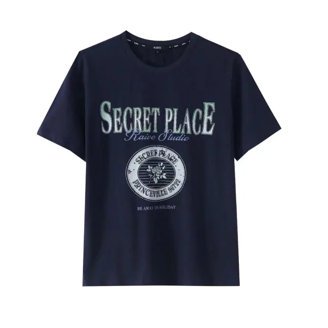 American Style Retro Worn out Loose Casual Short Sleeve Navy - Shop at LoveMi