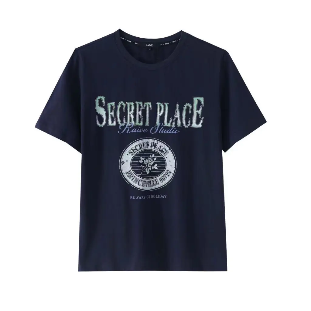 American Style Retro Worn-out Loose Casual Short Sleeve - Navy