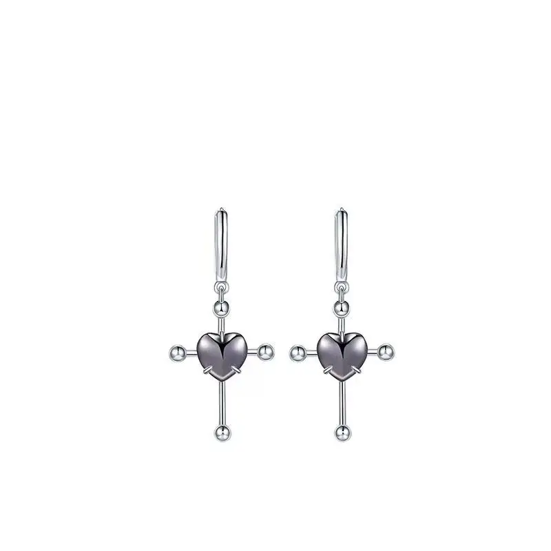 Metal Gray Love Ear Buckle Earring