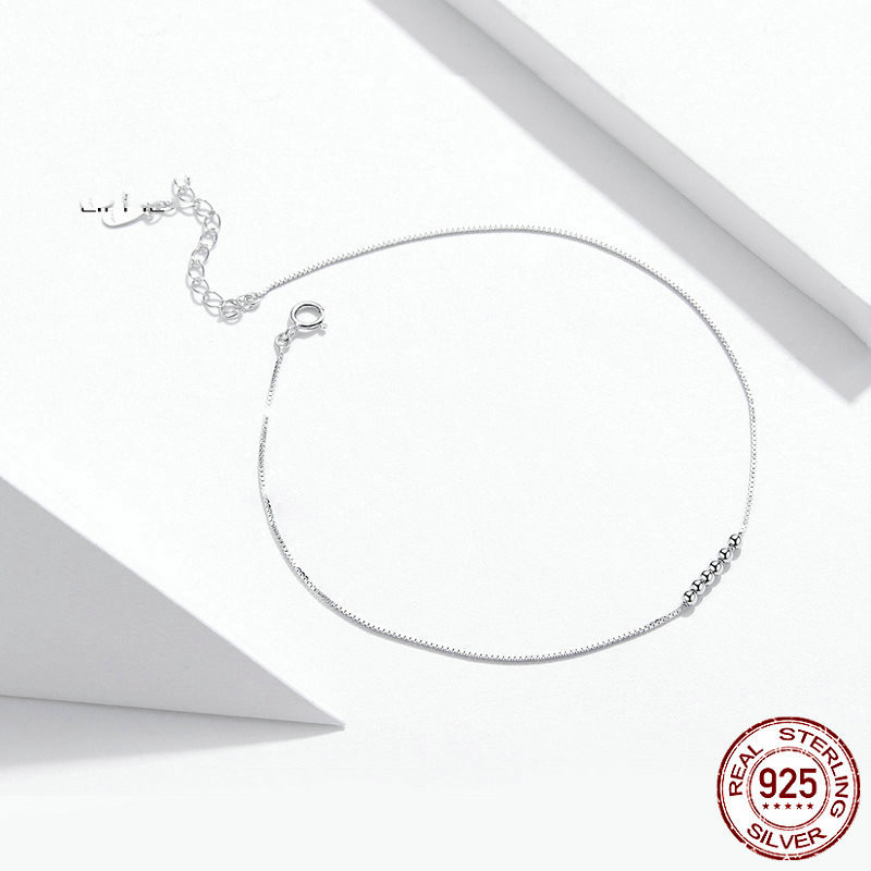 Title 5, Sterling Silver Anklet Platinum Plated Simple F...