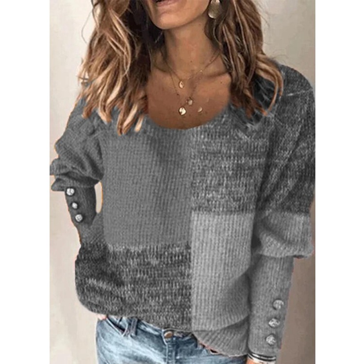 Title 4, Womens Pullover Round Neck Long Sleeve Contras...