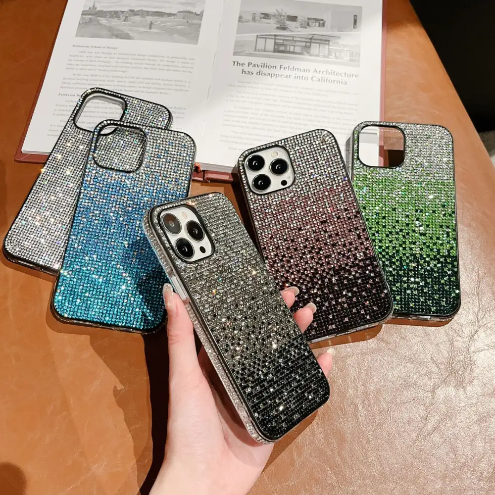 New Phone Case Suitable for Rainbow Pasted Leather Diamond