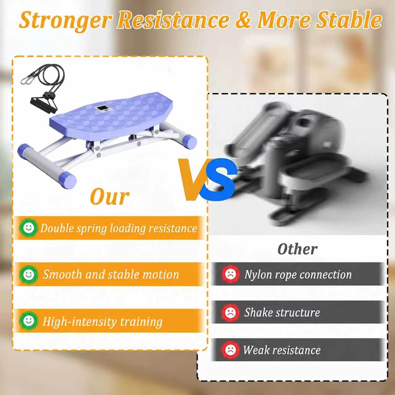 Portable Ski Balance Board With Resistance Bands & LCD Display, Rocking Stepper — image 8