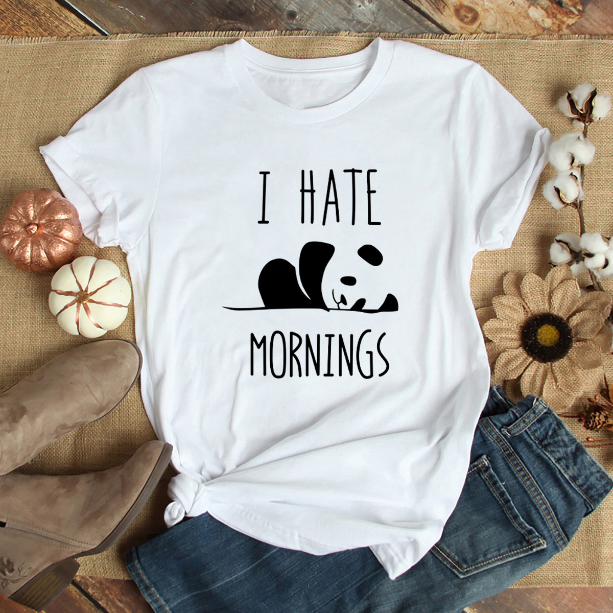 I Hate Mornings Printed Short-sleeved Top