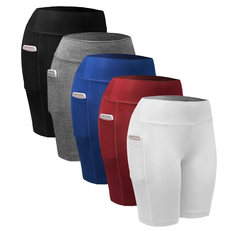 Pocket Five-Point Pants High-Waist Stretch Sports Yoga Pants