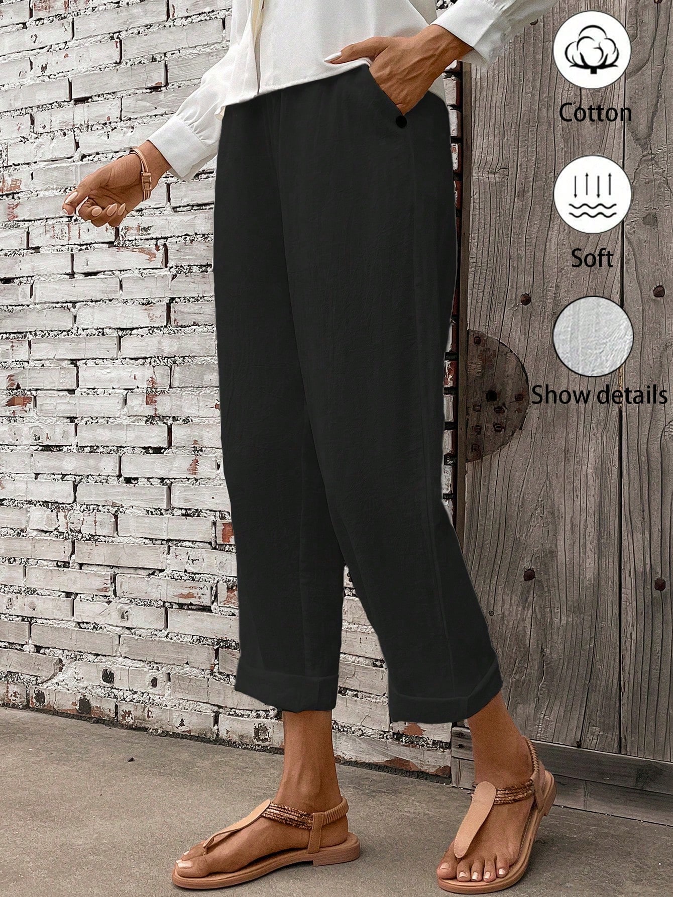 Women's Elastic Waist Wide-Leg Pants