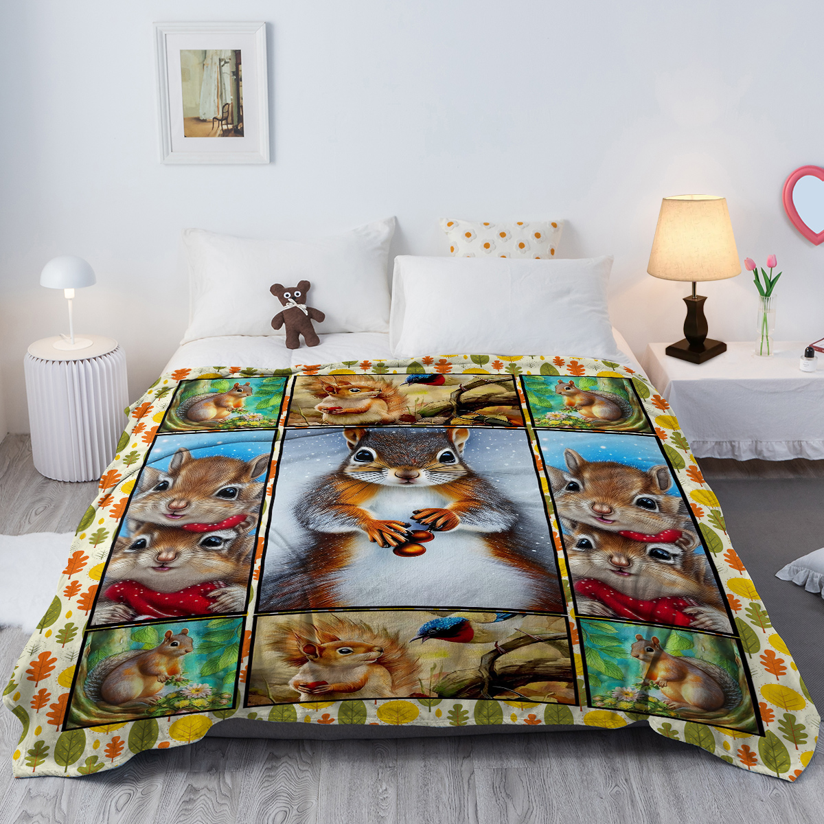 1pc Cute Cartoon Squirrel Printed Blanket, Soft And Skin Friendly Casual Blanket, Cover Blanket, Multi Scene Warm Decorative Blanket, Suitable For All Seasons — foto 6